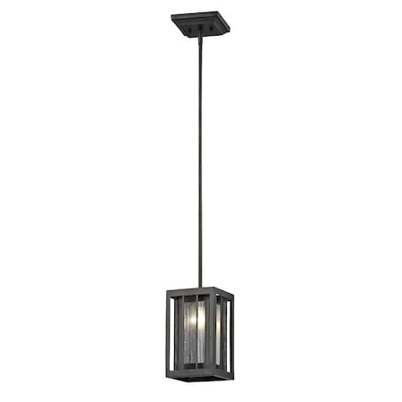 Z-Lite Meridional 1 Light Mini Pendant, Bronze & Bronze Outside with Clear Reeded Inside Z6-58MP-C